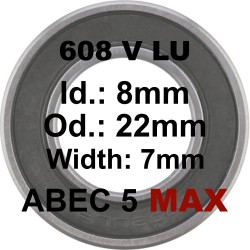 Roulement 608 MAX LLU 8x22x7mm (V TYPE)