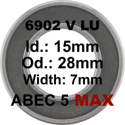 Roulement 6902 MAX LLU 15x28x7mm (V TYPE)
