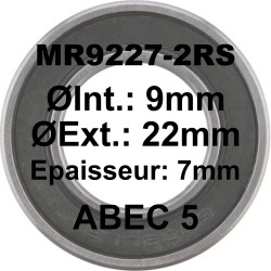 Roulement MR9227-2RS LH 9x22x7 Mavic Hub
