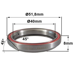 Roulement R425 40 x 51,8 x 8 (45°x45°)